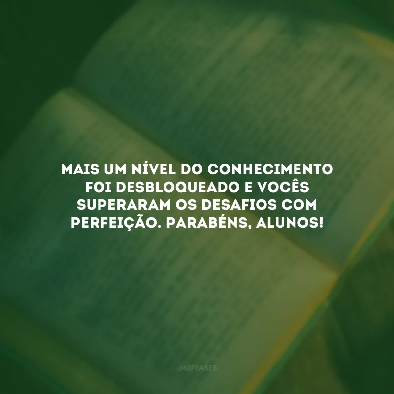 Mais um nível do conhecimento foi desbloqueado e vocês superaram os desafios com perfeição. Parabéns, alunos!