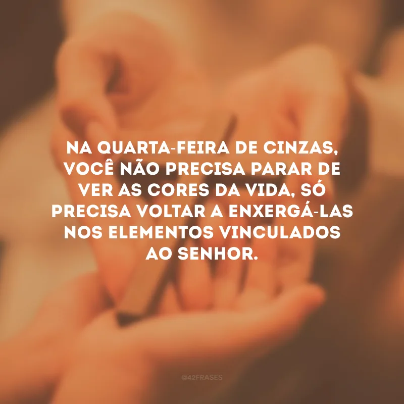 Na Quarta-Feira de Cinzas, você não precisa parar de ver as cores da vida, só precisa voltar a enxergá-las nos elementos vinculados ao Senhor.