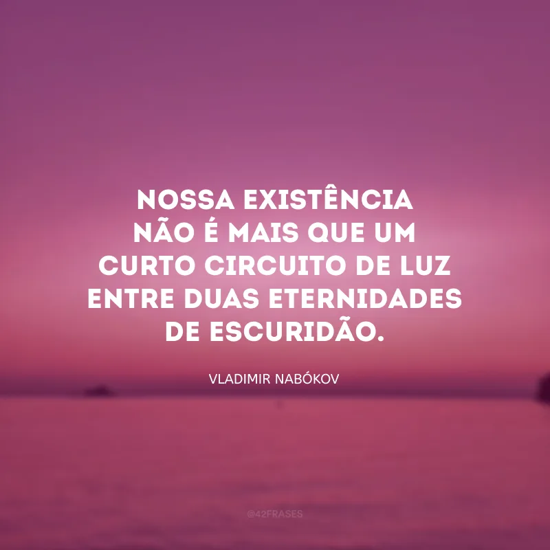 Nossa existência não é mais que um curto circuito de luz entre duas eternidades de escuridão.
