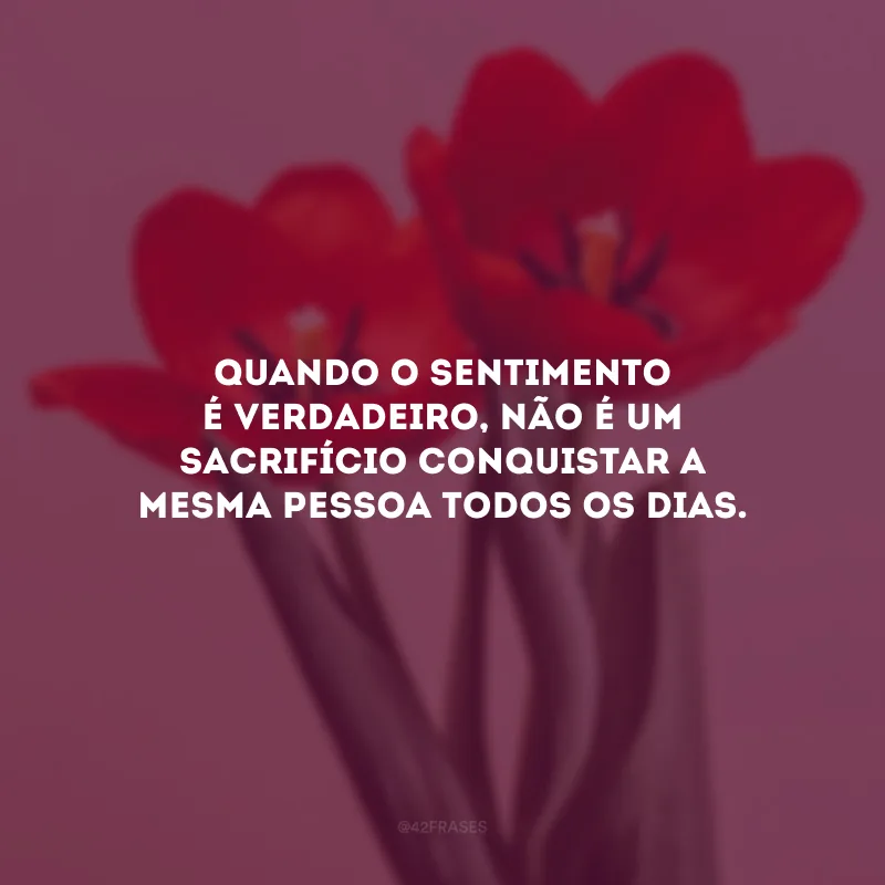 Quando o sentimento é verdadeiro, não é um sacrifício conquistar a mesma pessoa todos os dias.