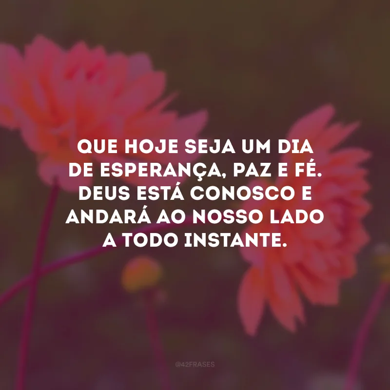 Que hoje seja um dia de esperança, paz e fé. Deus está conosco e andará ao nosso lado a todo instante.