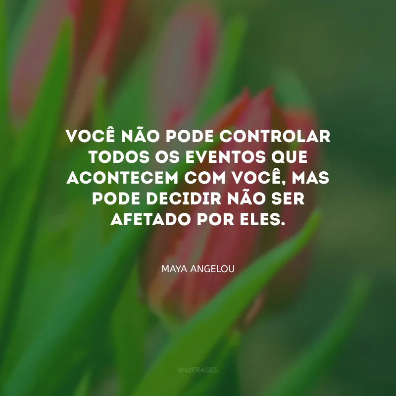 Você não pode controlar todos os eventos que acontecem com você, mas pode decidir não ser afetado por eles.
