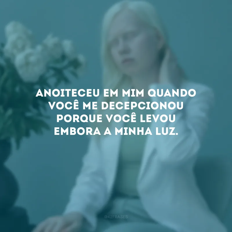 Anoiteceu em mim quando você me decepcionou porque você levou embora a minha luz.