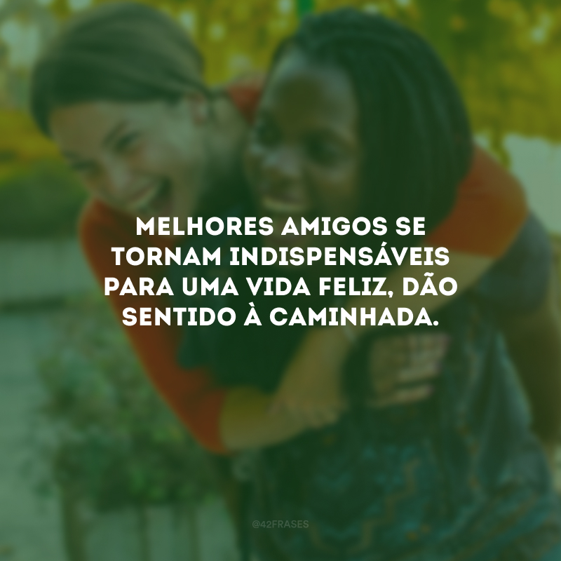 Melhores amigos se tornam indispensáveis para uma vida feliz, dão sentido à caminhada.