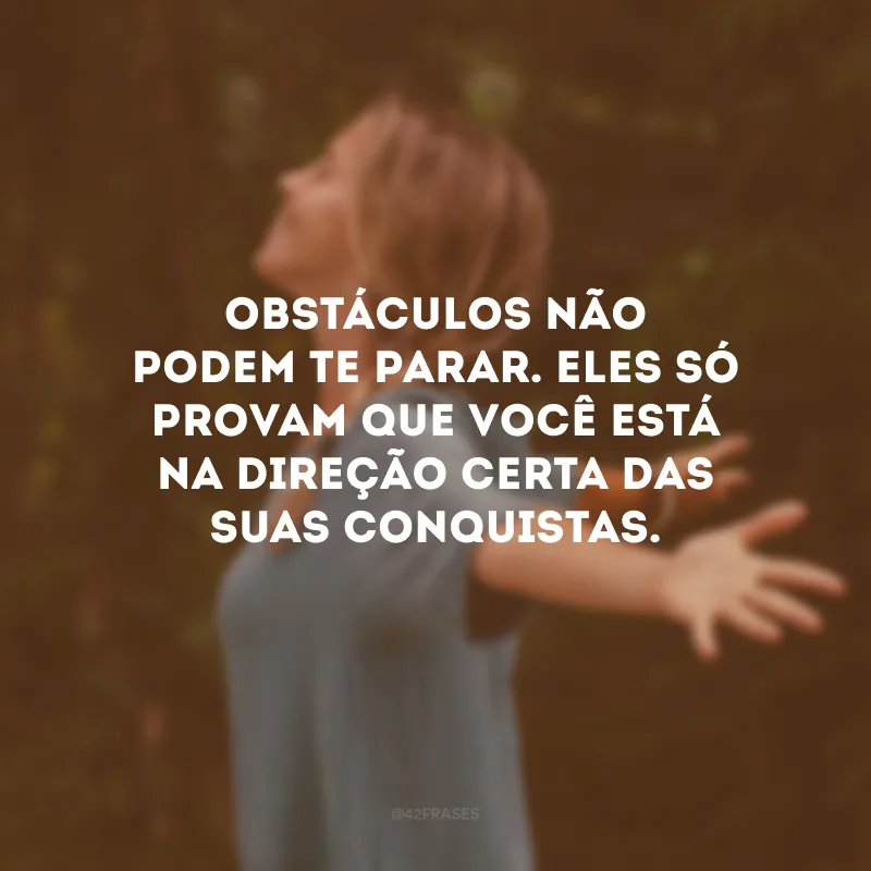 Obstáculos não podem te parar. Eles só provam que você está na direção certa das suas conquistas.