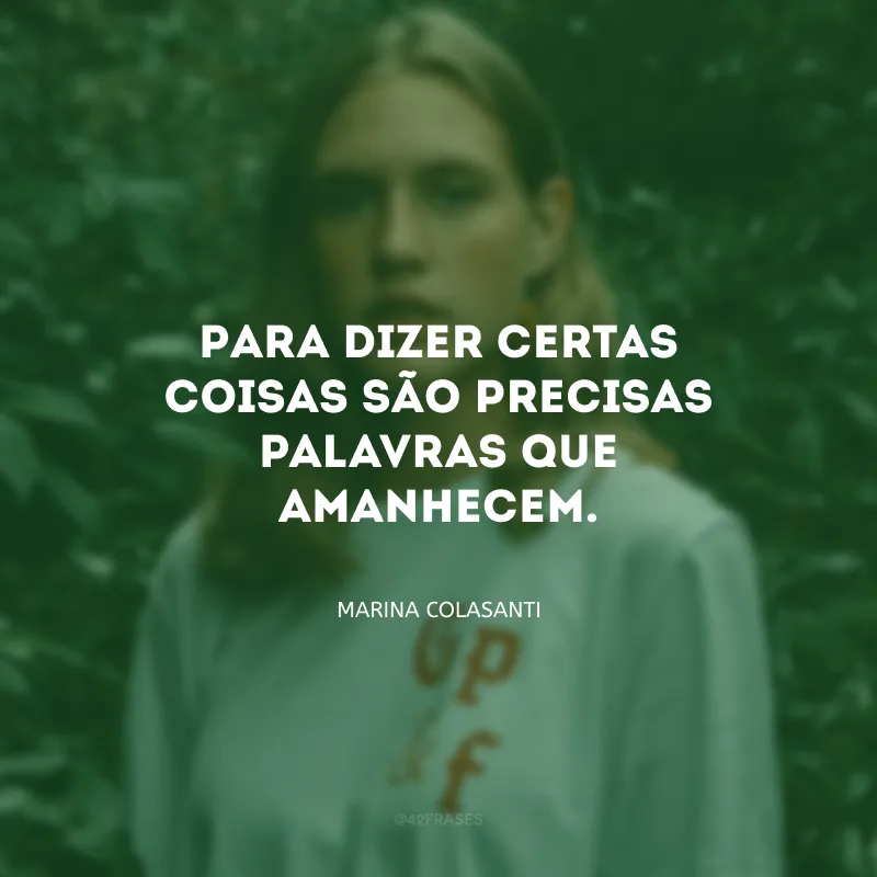 Para dizer certas coisas são precisas palavras que amanhecem.