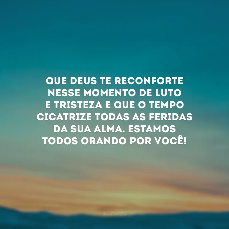 Que Deus te reconforte nesse momento de luto e tristeza e que o tempo cicatrize todas as feridas da sua alma. Estamos todos orando por você! 