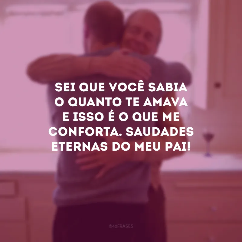 Sei que você sabia o quanto te amava e isso é o que me conforta. Saudades eternas do meu pai!