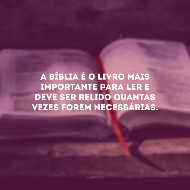 A Bíblia é o livro mais importante para ler e deve ser relido quantas vezes forem necessárias.