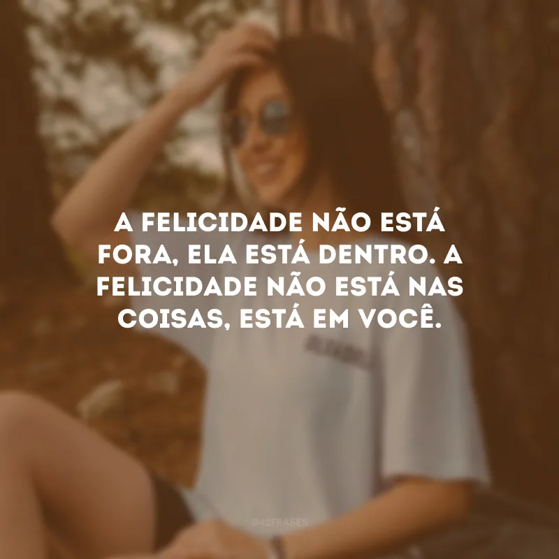 A felicidade não está fora, ela está dentro. A felicidade não está nas coisas, está em você.