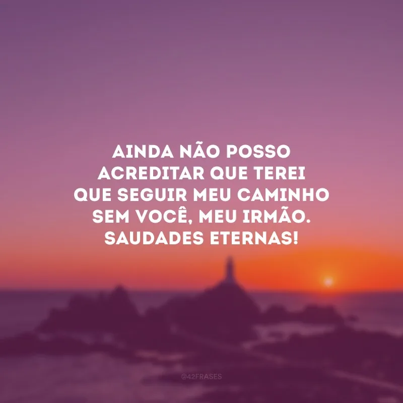 Ainda não posso acreditar que terei que seguir meu caminho sem você, meu irmão. Saudades eternas!