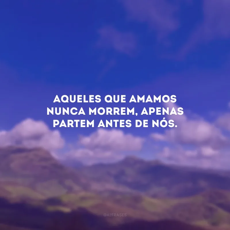 Aqueles que amamos nunca morrem, apenas partem antes de nós.