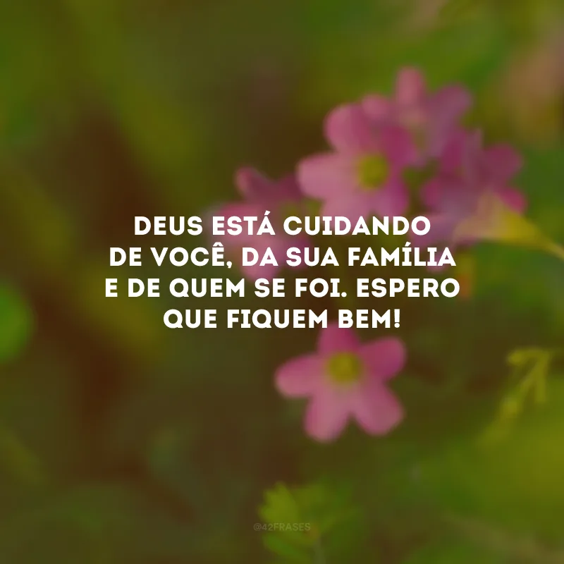 Deus está cuidando de você, da sua família e de quem se foi. Espero que fiquem bem!