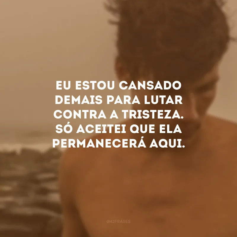 Eu estou cansado demais para lutar contra a tristeza. Só aceitei que ela permanecerá aqui.