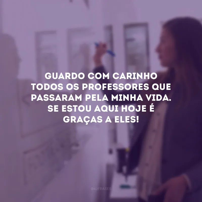 Guardo com carinho todos os professores que passaram pela minha vida. Se estou aqui hoje é graças a eles!