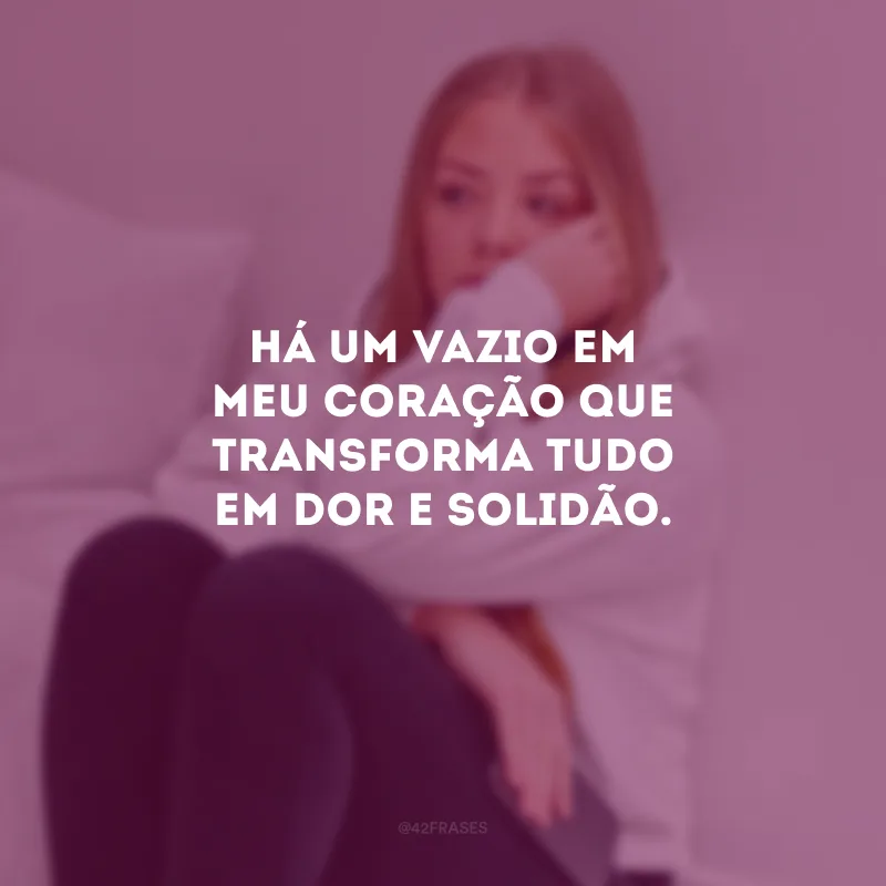 Há um vazio em meu coração que transforma tudo em dor e solidão.