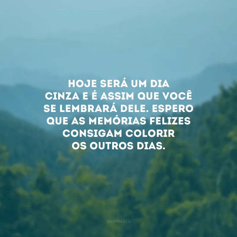 Hoje será um dia cinza e é assim que você se lembrará dele. Espero que as memórias felizes consigam colorir os outros dias.