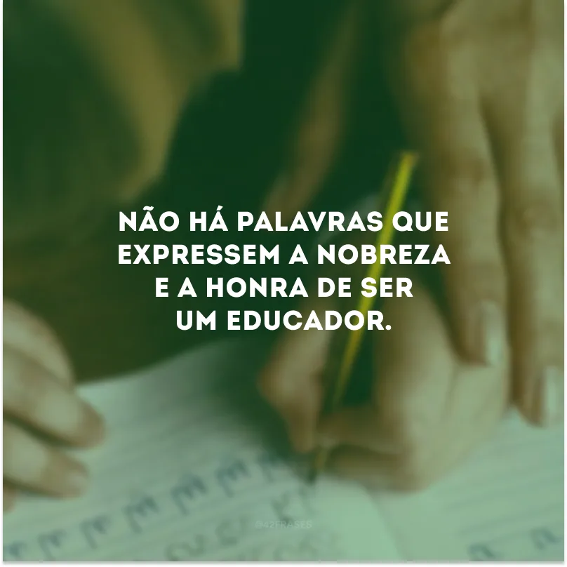 Não há palavras que expressem a nobreza e a honra de ser um educador.