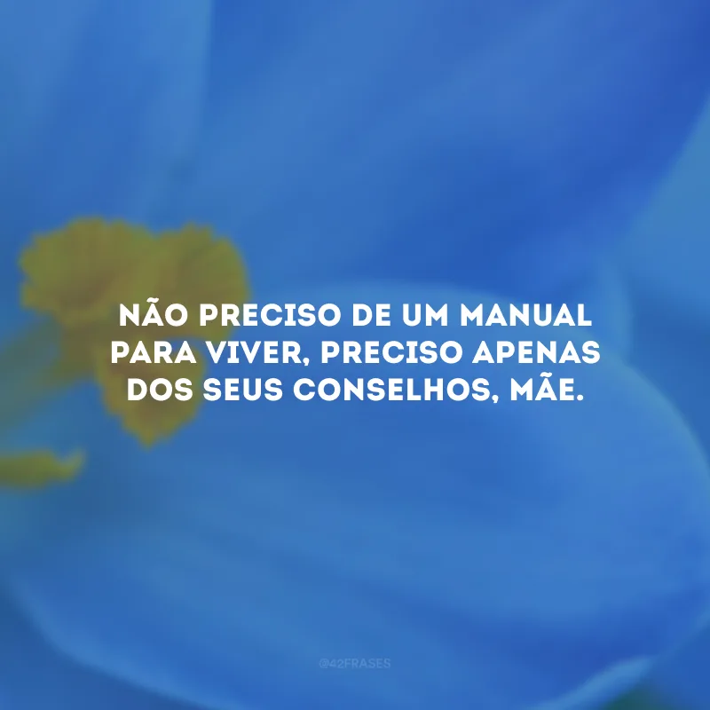 Não preciso de um manual para viver, preciso apenas dos seus conselhos, mãe.