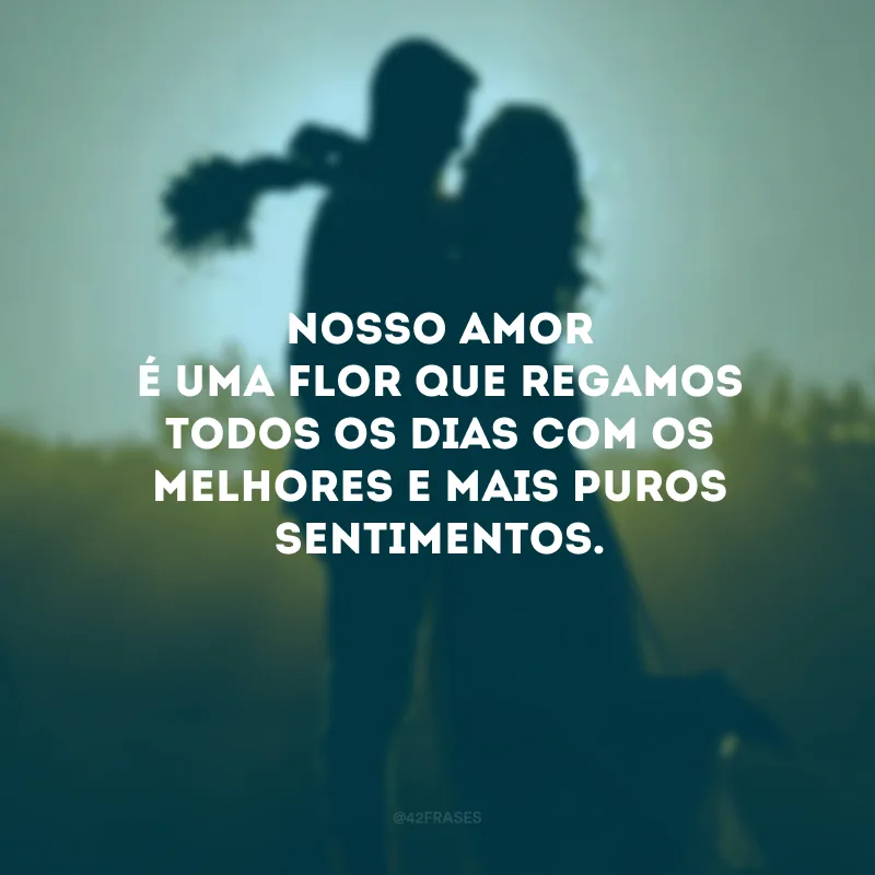 Nosso amor é uma flor que regamos todos os dias com os melhores e mais puros sentimentos.