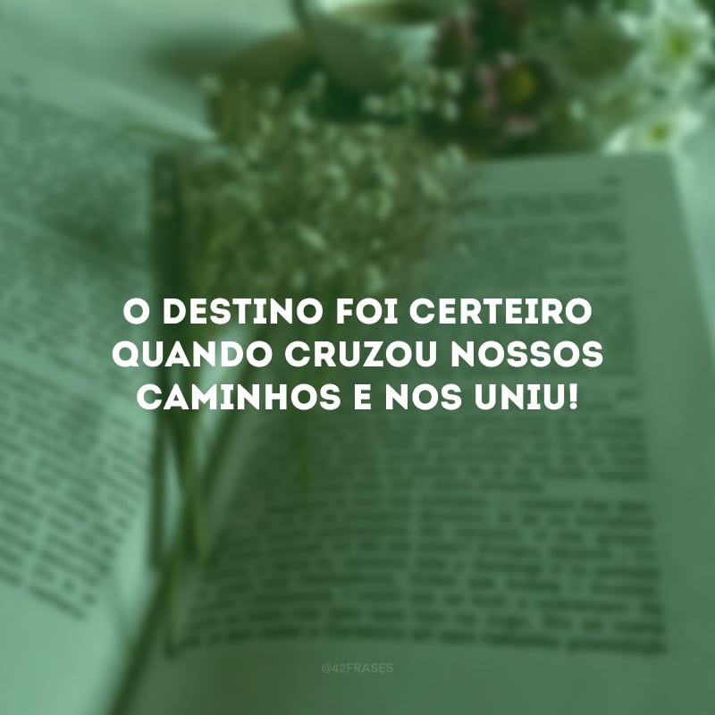 O destino foi certeiro quando cruzou nossos caminhos e nos uniu!