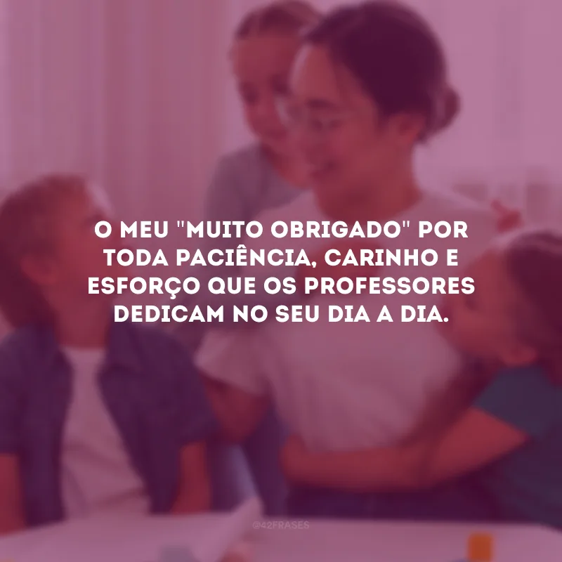 O meu \"muito obrigado\" por toda paciência, carinho e esforço que os professores dedicam no seu dia a dia.