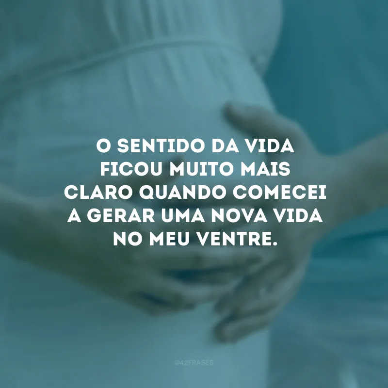 O sentido da vida ficou muito mais claro quando comecei a gerar uma nova vida no meu ventre.