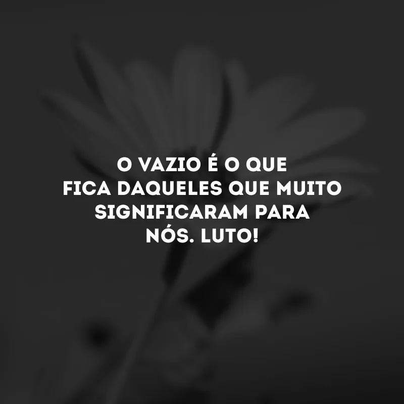 O vazio é o que fica daqueles que muito significaram para nós. Luto!