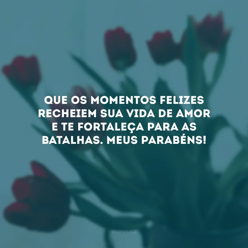 Que os momentos felizes recheiem sua vida de amor e te fortaleça para as batalhas. Meus parabéns!