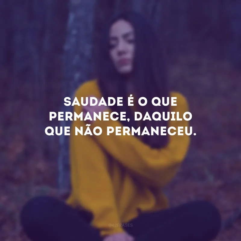 Saudade é o que permanece, daquilo que não permaneceu.