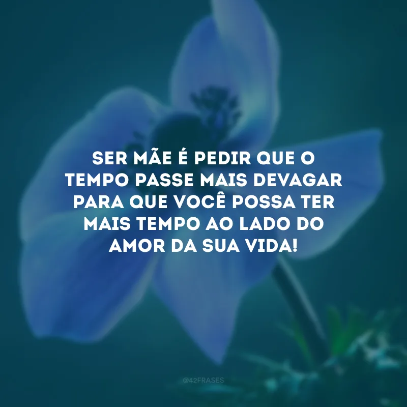 Ser mãe é pedir que o tempo passe mais devagar para que você possa ter mais tempo ao lado do amor da sua vida!