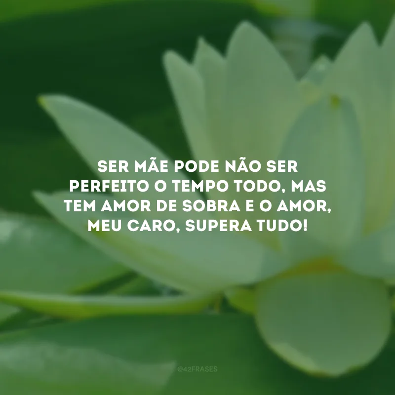 Ser mãe pode não ser perfeito o tempo todo, mas tem amor de sobra e o amor, meu caro, supera tudo!