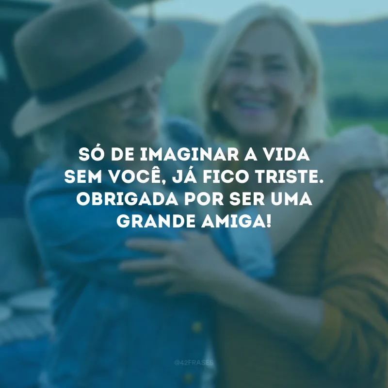 Só de imaginar a vida sem você, já fico triste. Obrigada por ser uma grande amiga!