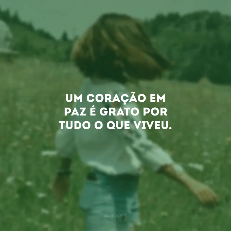 Um coração em paz é grato por tudo o que viveu.