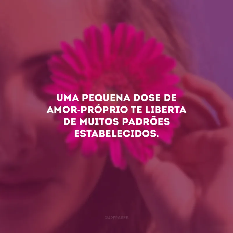 Uma pequena dose de amor-próprio te liberta de muitos padrões estabelecidos.
