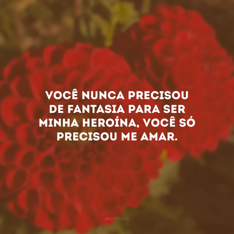 Você nunca precisou de fantasia para ser minha heroína, você só precisou me amar.