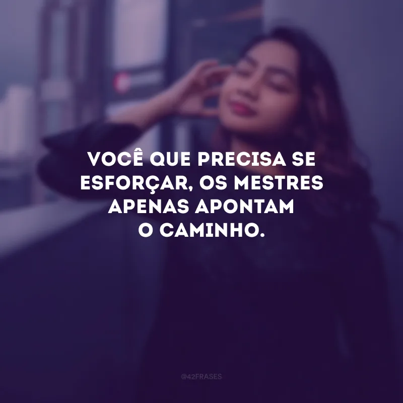 Você que precisa se esforçar, os mestres apenas apontam o caminho.