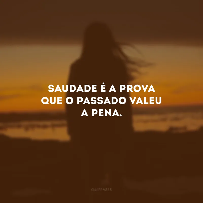 Saudade é a prova que o passado valeu a pena.