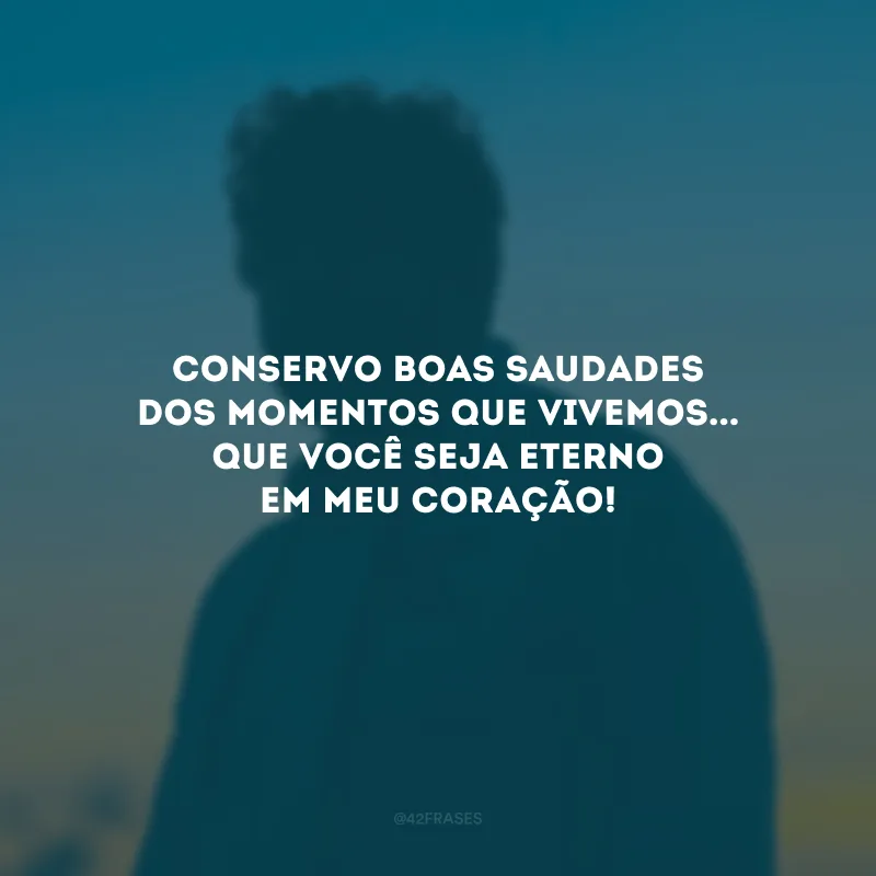 Conservo boas saudades dos momentos que vivemos... Que você seja eterno em meu coração!