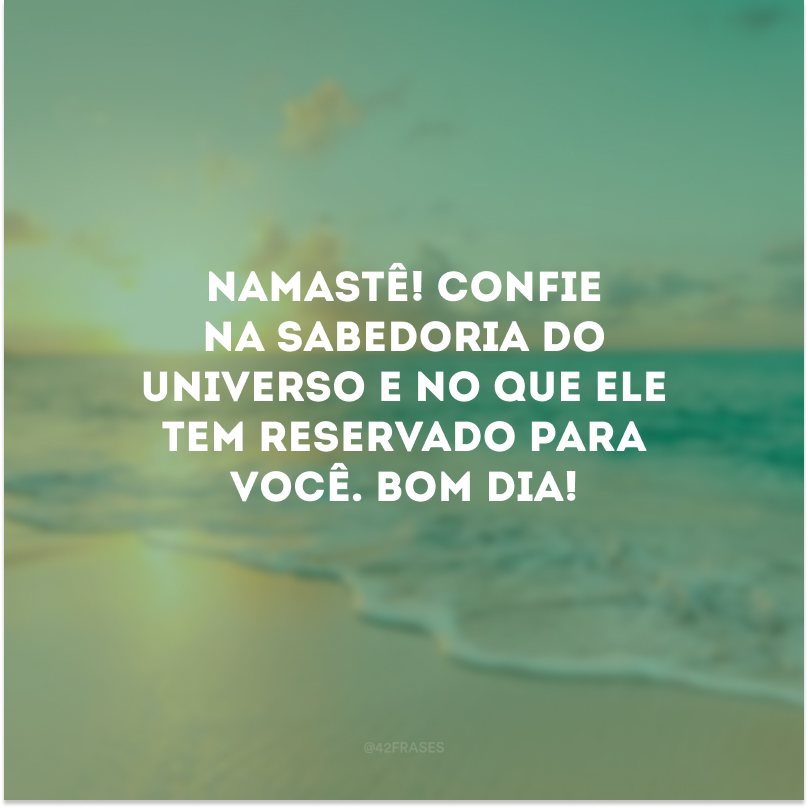 Namastê! Confie na sabedoria do universo e no que ele tem reservado para você. Bom dia!