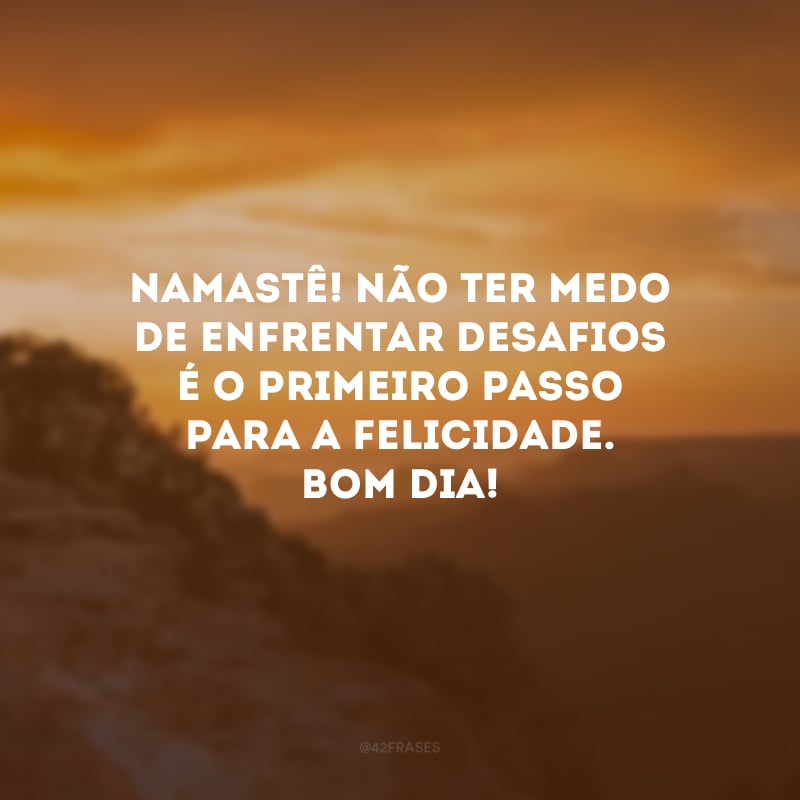 Namastê! Não ter medo de enfrentar desafios é o primeiro passo para a felicidade. Bom dia!