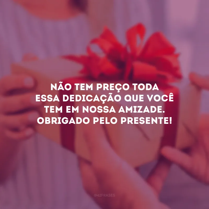 Não tem preço toda essa dedicação que você tem em nossa amizade. Obrigado pelo presente!