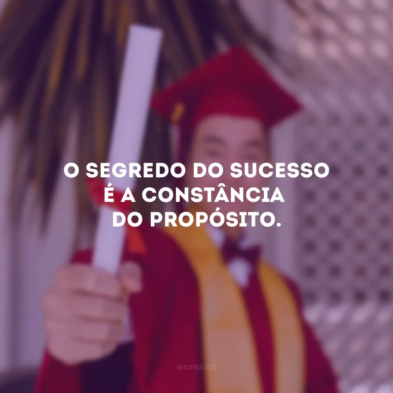O segredo do sucesso é a constância do propósito.