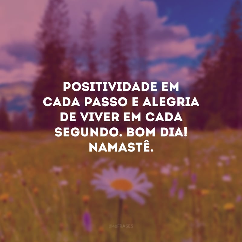 Positividade em cada passo e alegria de viver em cada segundo. Bom dia! Namastê.