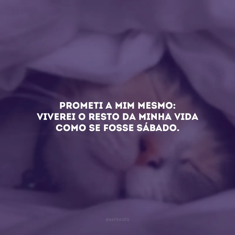 Prometi a mim mesmo: viverei o resto da minha vida como se fosse sábado.