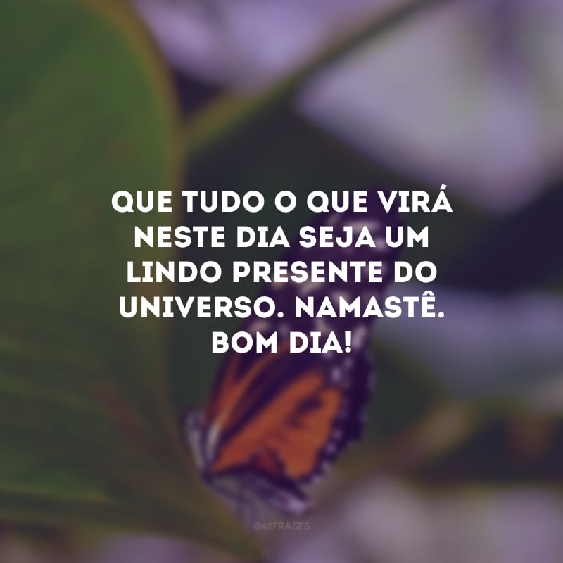 Que tudo o que virá neste dia seja um lindo presente do universo. Namastê. Bom dia!
