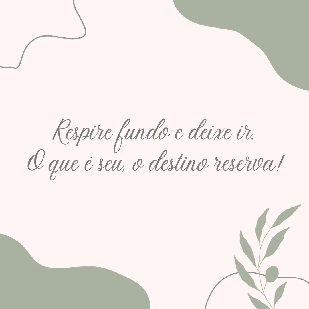 Respire fundo e deixe ir. O que é seu, o destino reserva!
