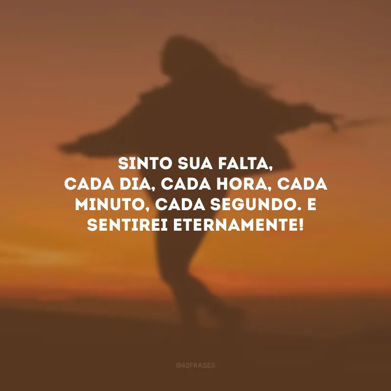 Sinto sua falta, cada dia, cada hora, cada minuto, cada segundo. E sentirei eternamente!
