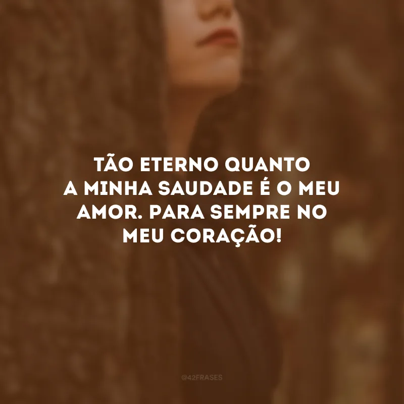 Tão eterno quanto a minha saudade é o meu amor. Para sempre no meu coração!