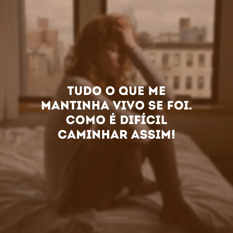 Tudo o que me mantinha vivo se foi. Como é difícil caminhar assim!